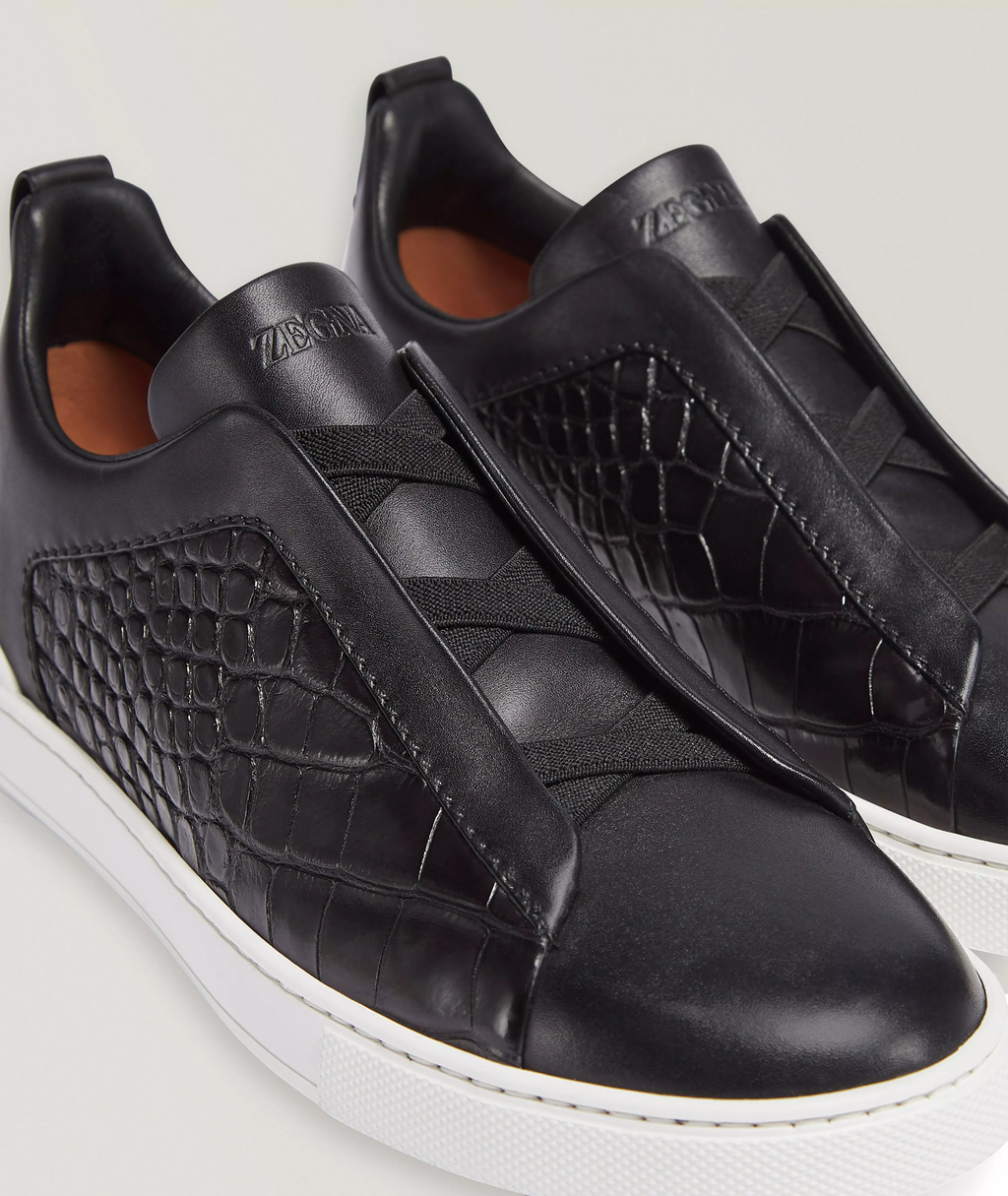 Triple Stitch Alligator Leather Sneakers