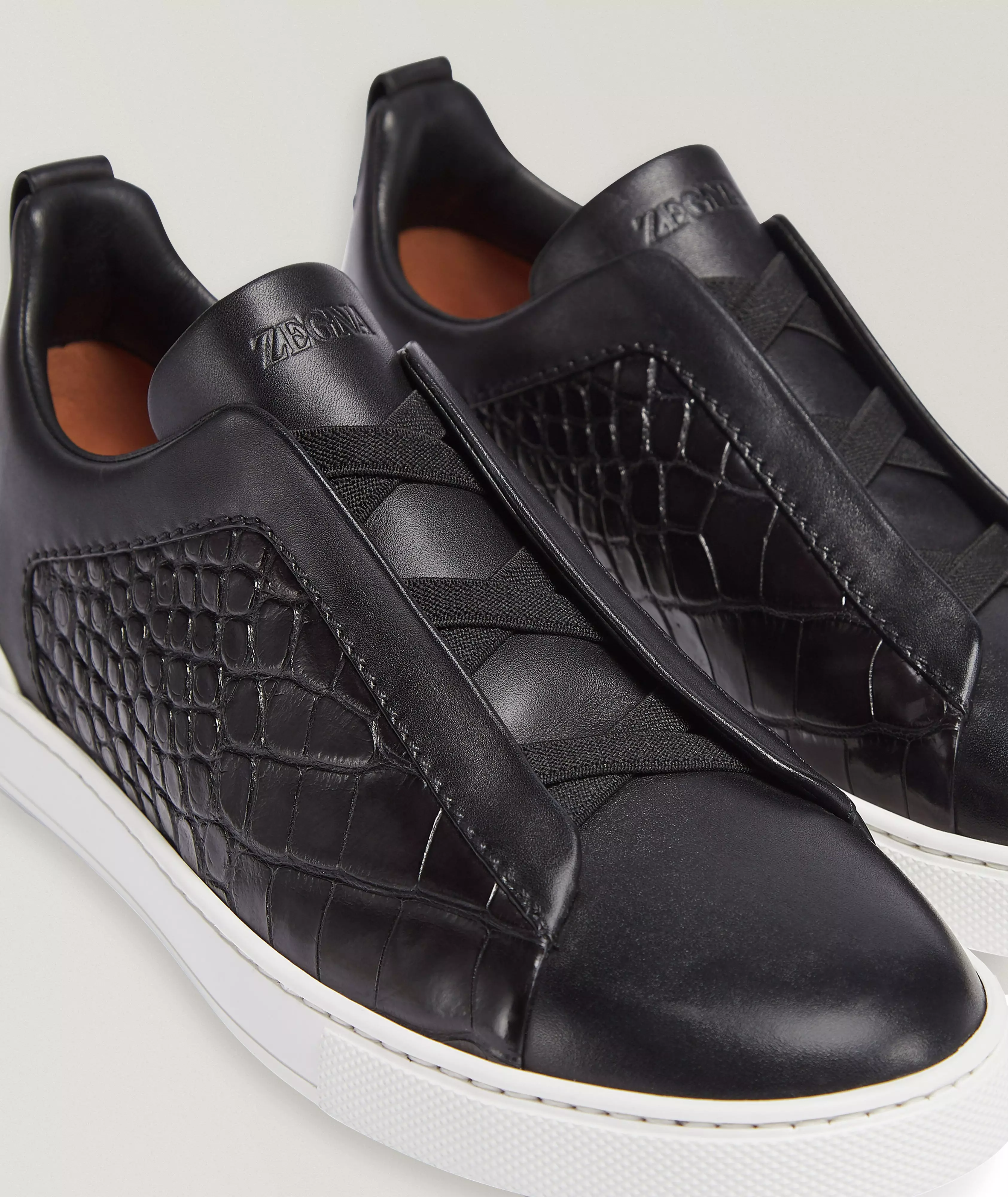 Triple Stitch Alligator Leather Sneakers