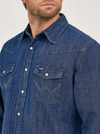 Long Sleeve Western Denim Snap Work Shirt
