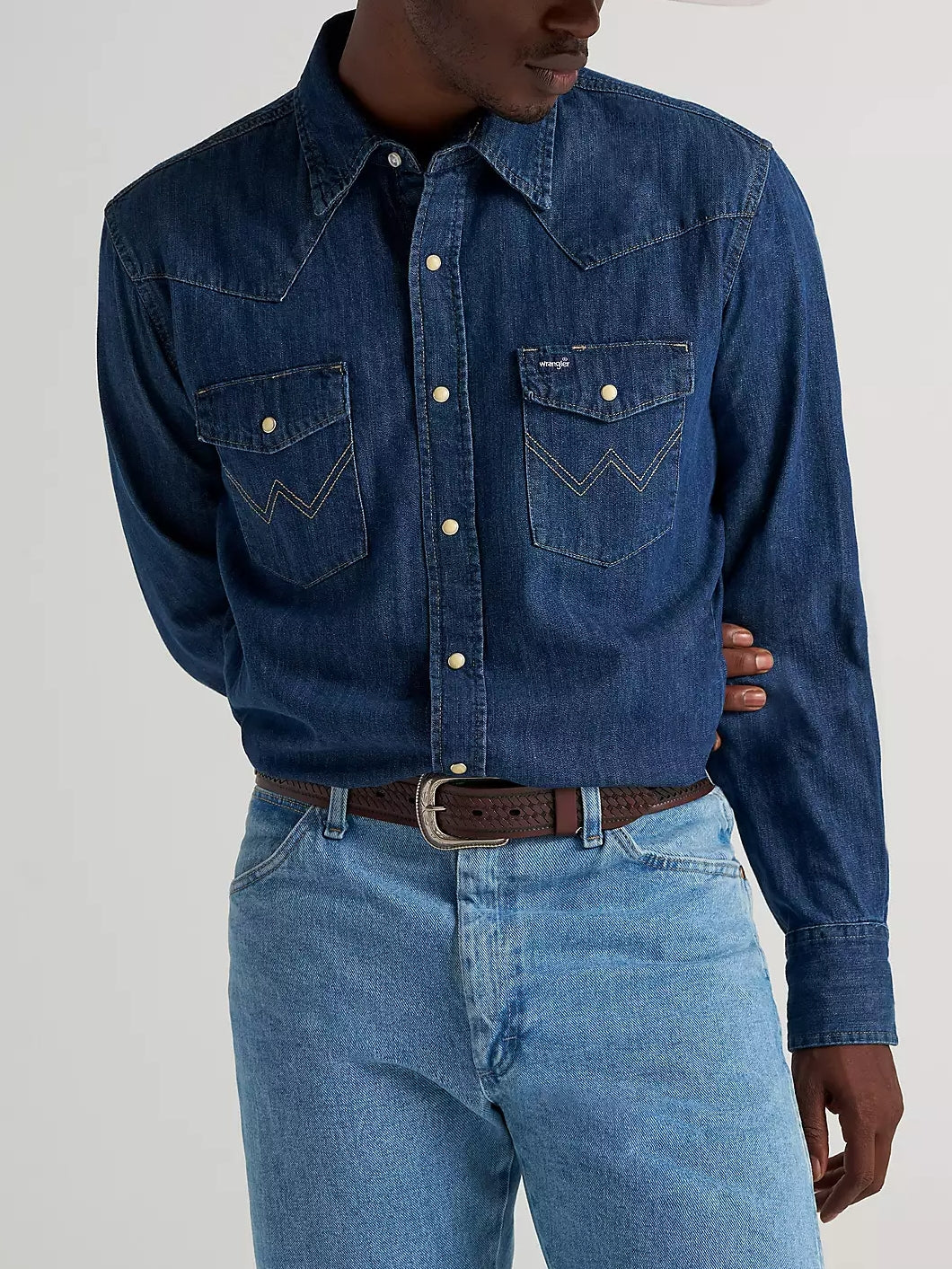 Long Sleeve Western Denim Snap Work Shirt