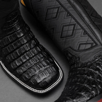 TOTAL BLACK Anaconda Leather Boots - Square Toe