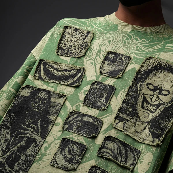 Elements Of Horror Heavy Patchworked Washed Tshirt