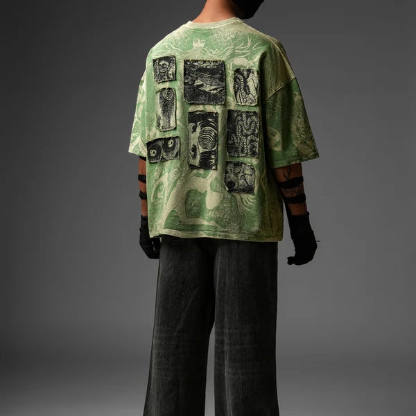 Elements Of Horror Heavy Patchworked Washed Tshirt