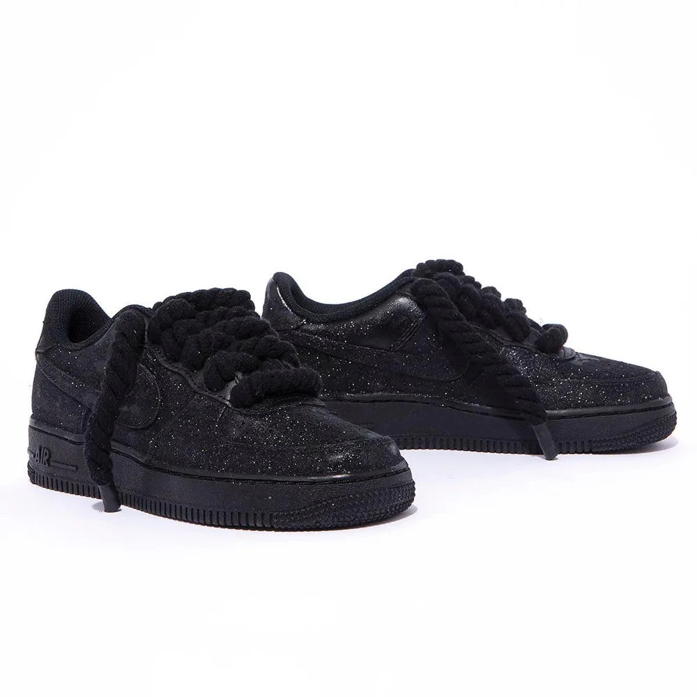 AF Rope Laces Custom Black “Glitter” Sneaker