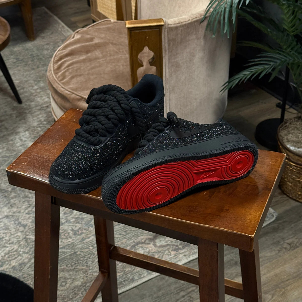 AF Rope Laces Custom Black “Glitter” Sneaker