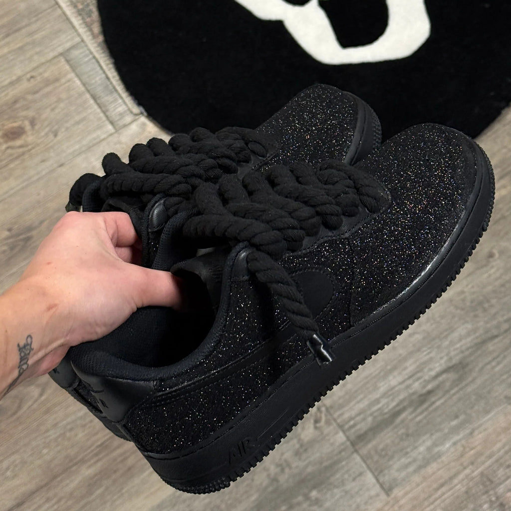AF Rope Laces Custom Black “Glitter” Sneaker