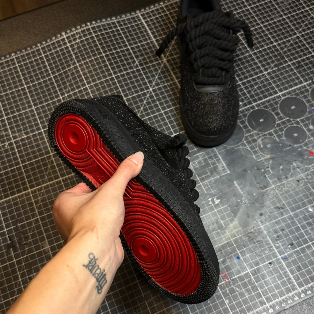 AF Rope Laces Custom Black “Glitter” Sneaker