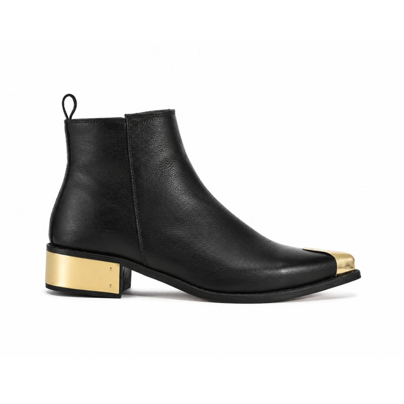 Black Leather Ankle Boots