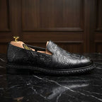 Men's Floral Embossed Leather Loafers