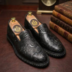 Men's Floral Embossed Leather Loafers