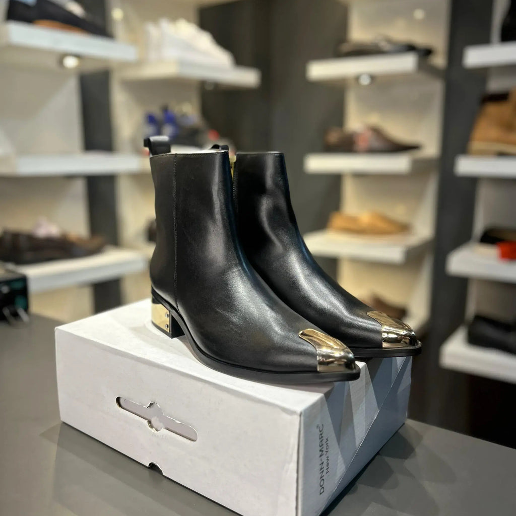 Black Leather Ankle Boots