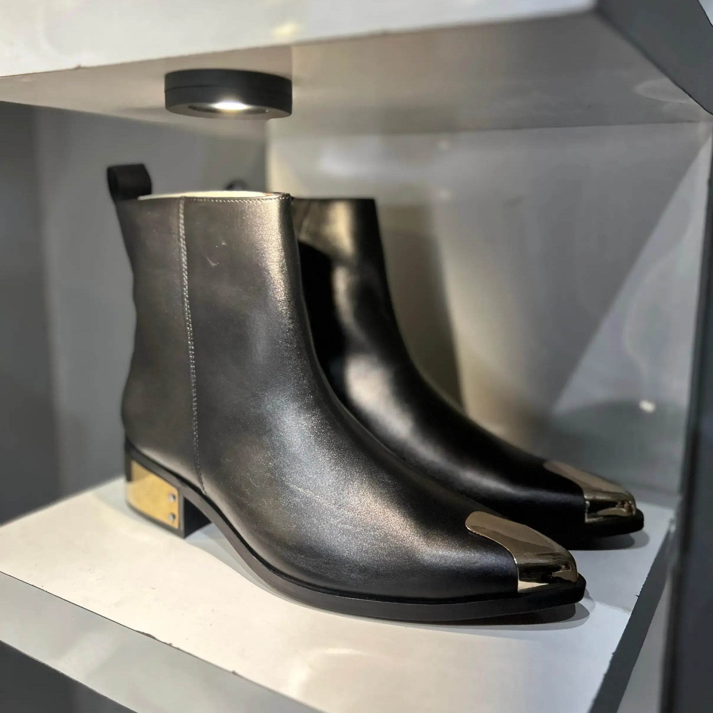 Black Leather Ankle Boots