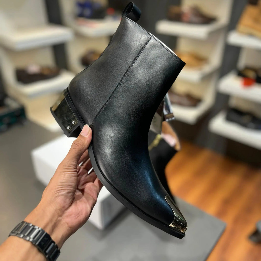 Black Leather Ankle Boots