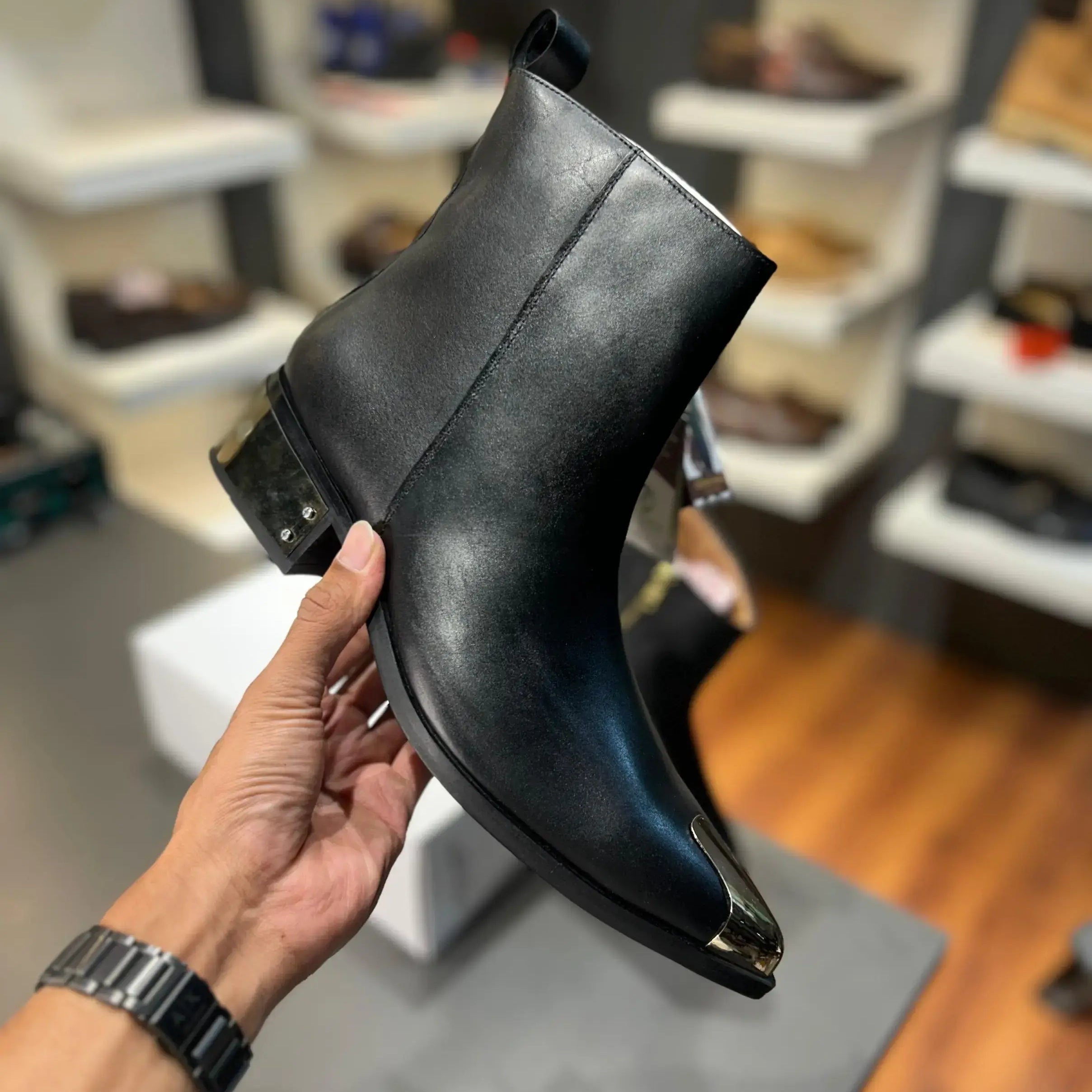 Black Leather Ankle Boots